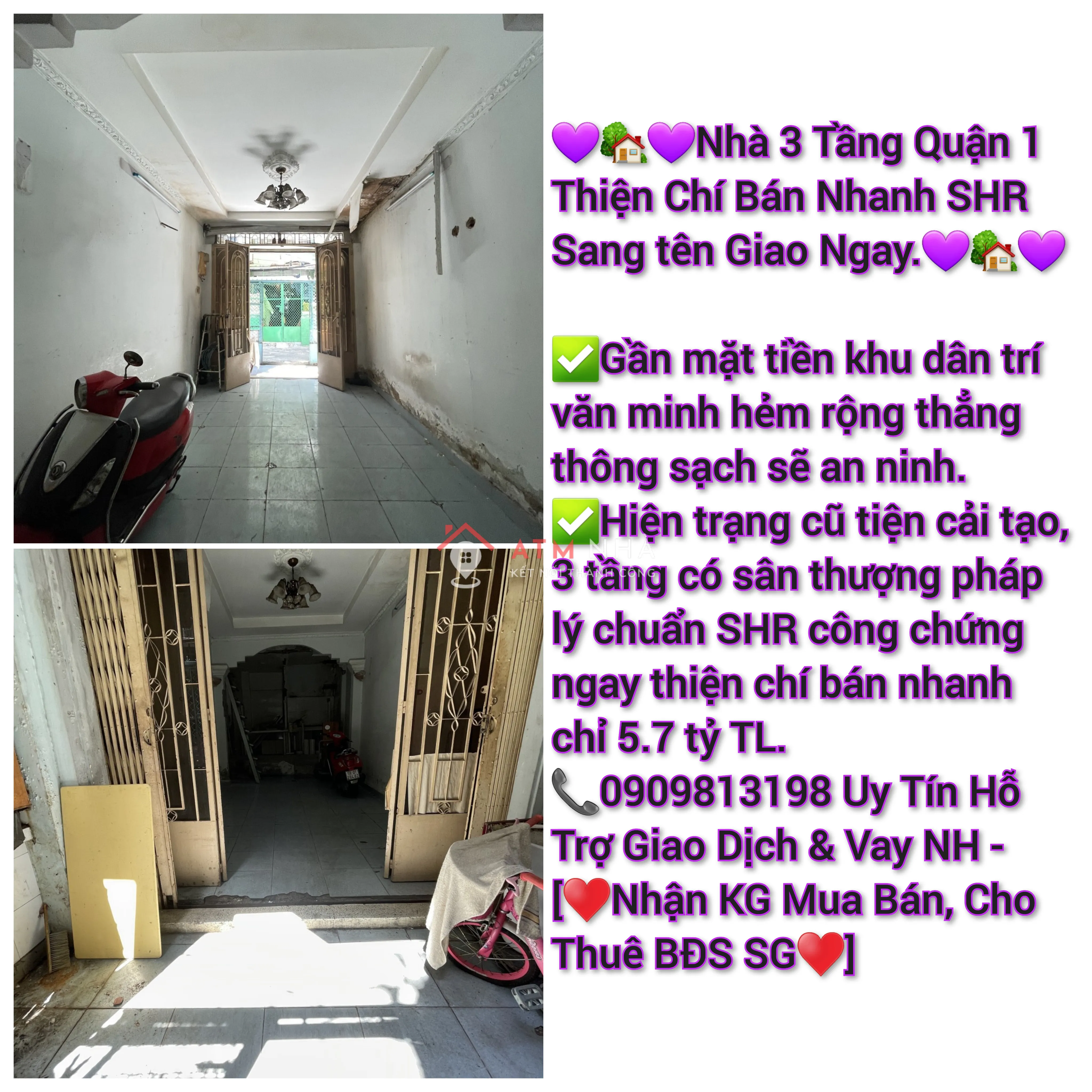 💜🏡💜Nhà 3 Tầng Quận 1 Thiện Chí Bán Nhanh SHR Sang tên Giao Ngay.💜🏡💜 