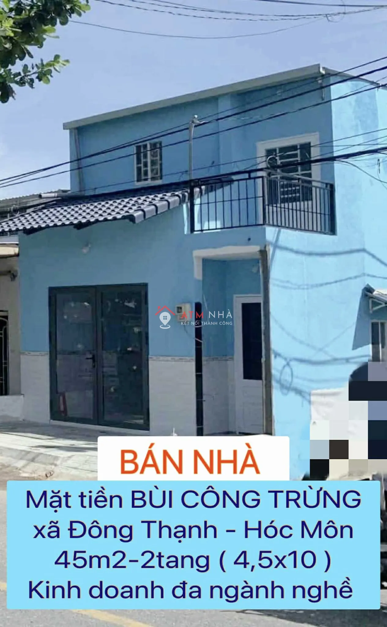 Bán nhà 45m2-2tang (4,5x10) mặt tiền Bùi Công Trừng –Hóc Môn ,liền kề ngã 3 đồn ,1 tỷ nhỉnh 0932030061