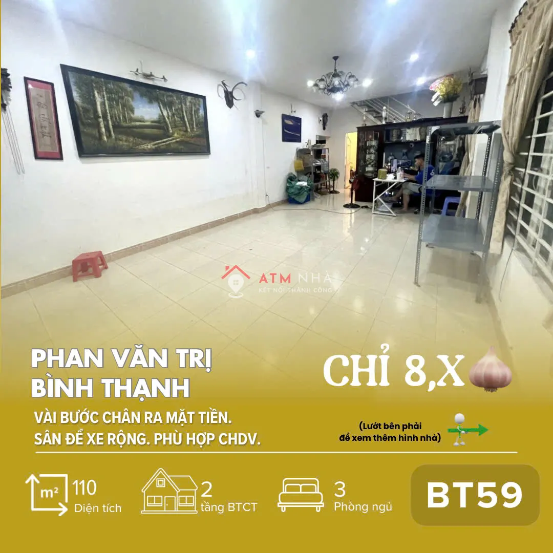 [BT59] Nhà 110m² – 10 bước chân ra Phan Văn Trị, Bình Thạnh – Sổ Nở Hậu – Chỉ 8,x T.ỷ!