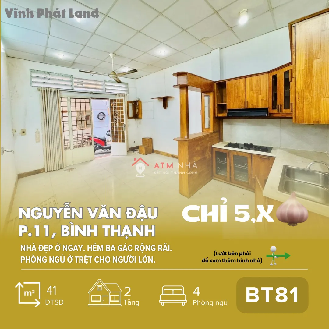 [BT81] Nhà đẹp Nguyễn Văn Đậu, Bình Thạnh – 4PN, nở hậu, ở ngay! G.iá tốt _ Chỉ 5,x T